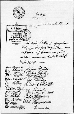 Beitrittserklärung vom18. Juli 1909